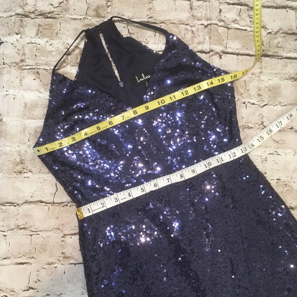 Lulus navy blue sequin straps Mini dress. - Picture 10 of 14